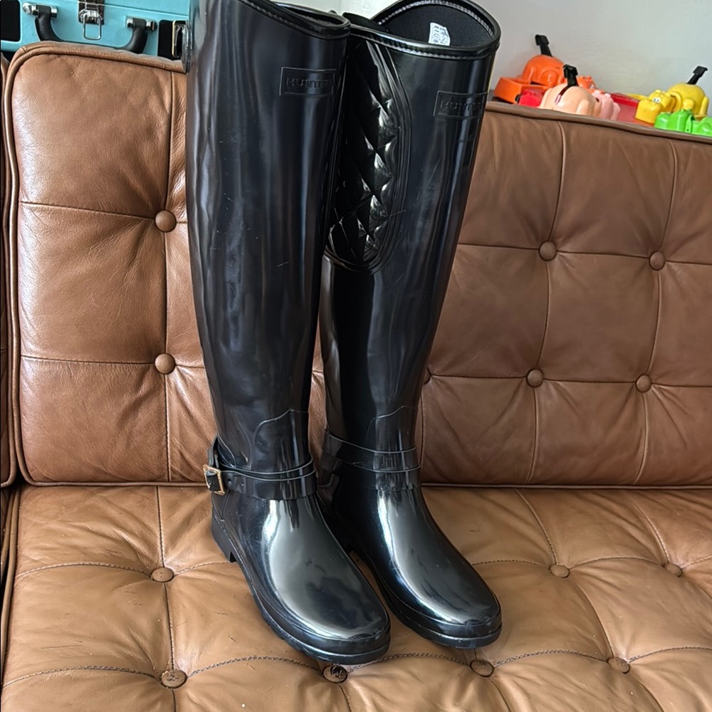 SZ 8 - Hunter Boots with golden hardware